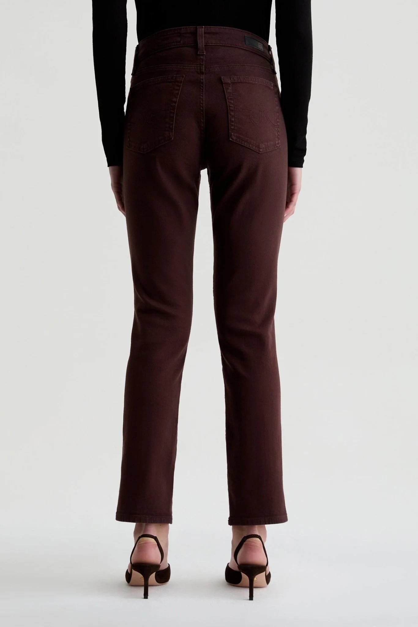 Mari High Rise Slim Straight Crop in coffee bean by AG