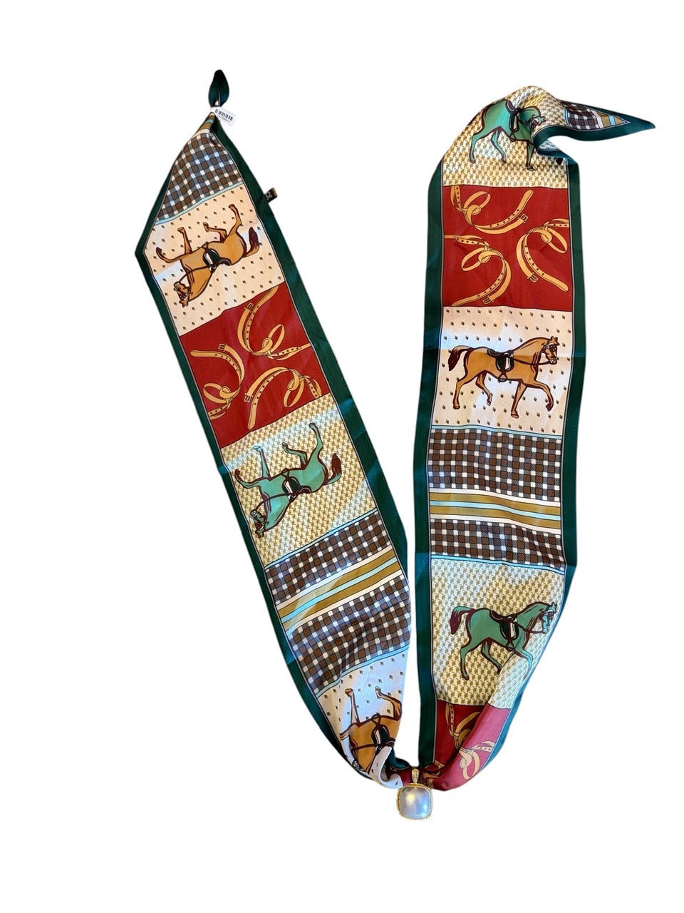 Pearl Square Scarf Necklace in equestrian by Virtue