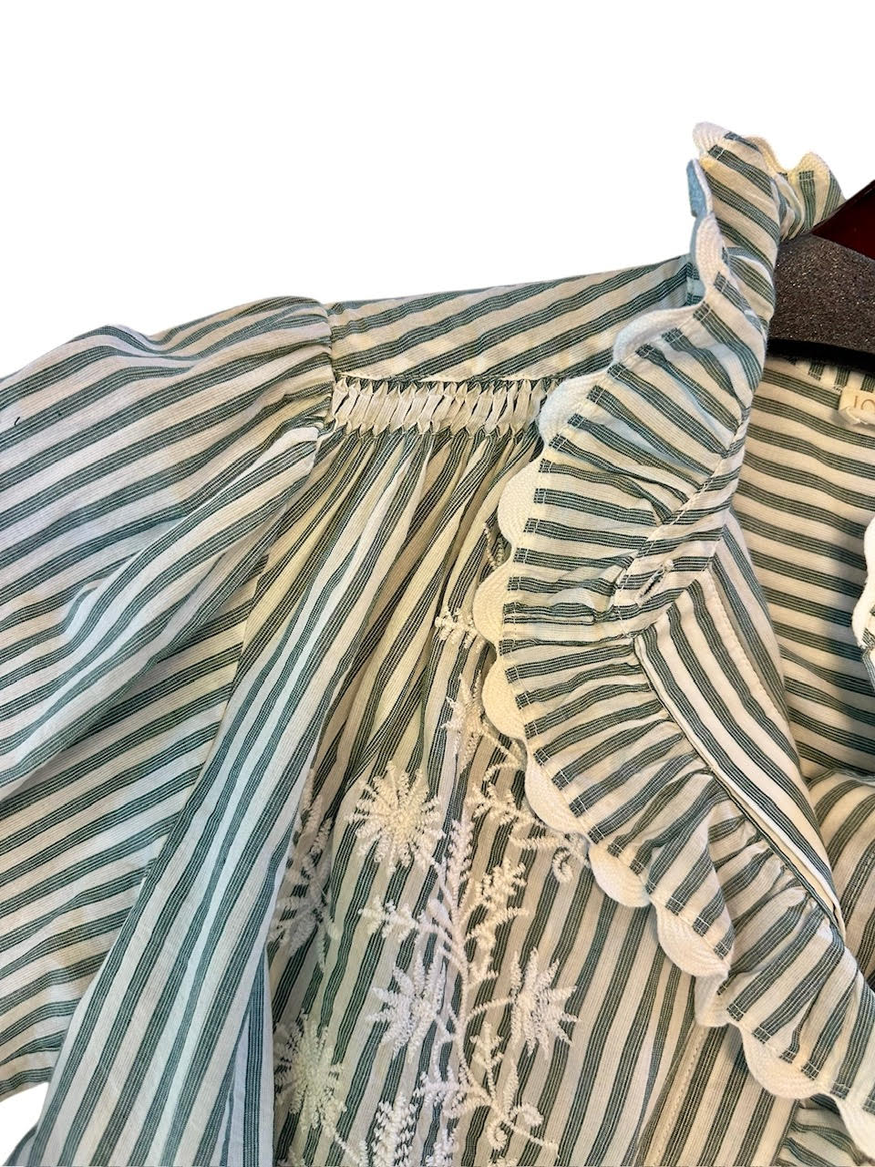 Cora Embroidered Blouse in almond stripes by Louise Misha