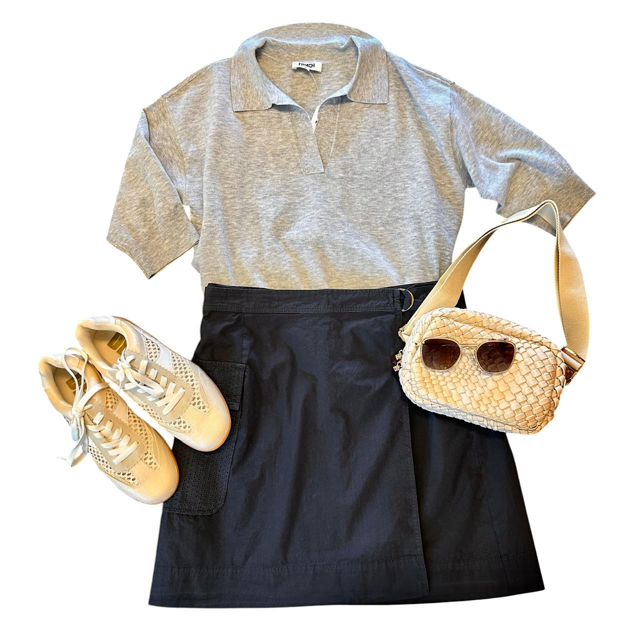Plume Collared Sweater in gris by FRNCH