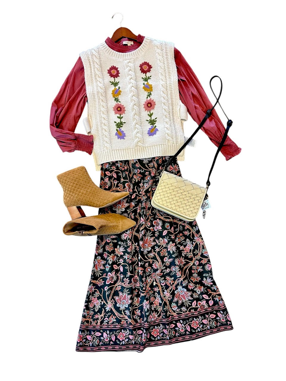 Cora Embroidered Blouse in almond stripes by Louise Misha