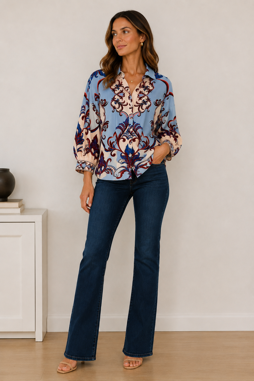 Elsa Printed Top in arabesque by Maude Vivante