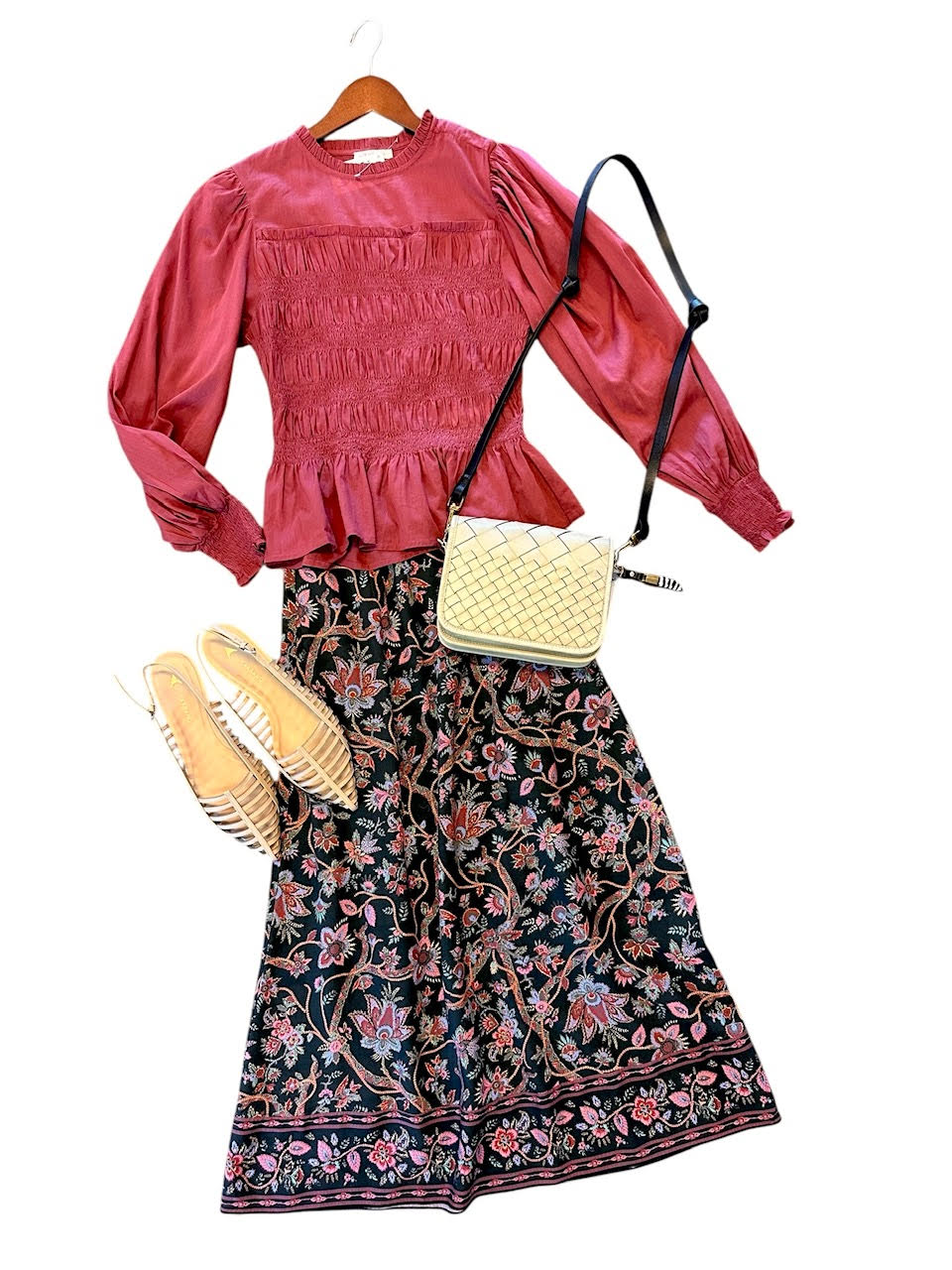 Isa Printed Slip Skirt in black bluebell grove by Louise Misha