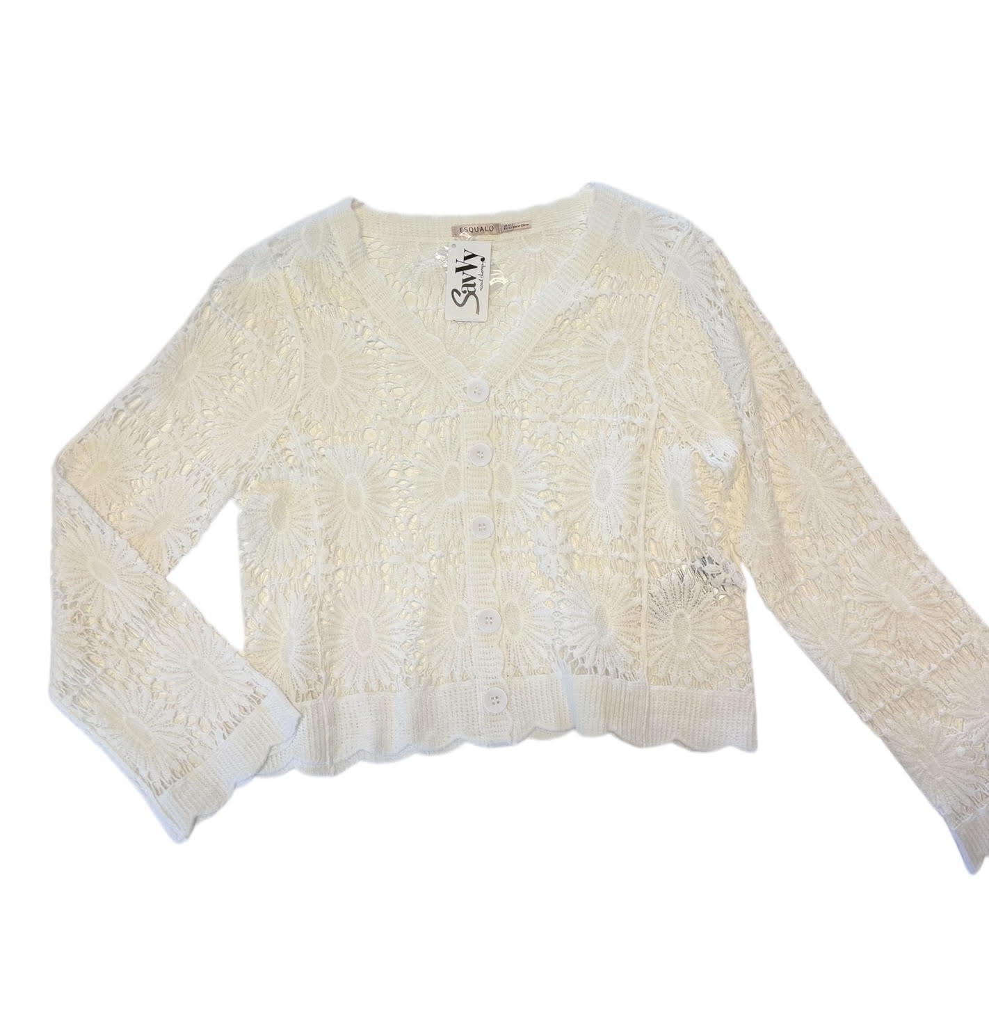 Crochet Cardigan in off white by Esqualo