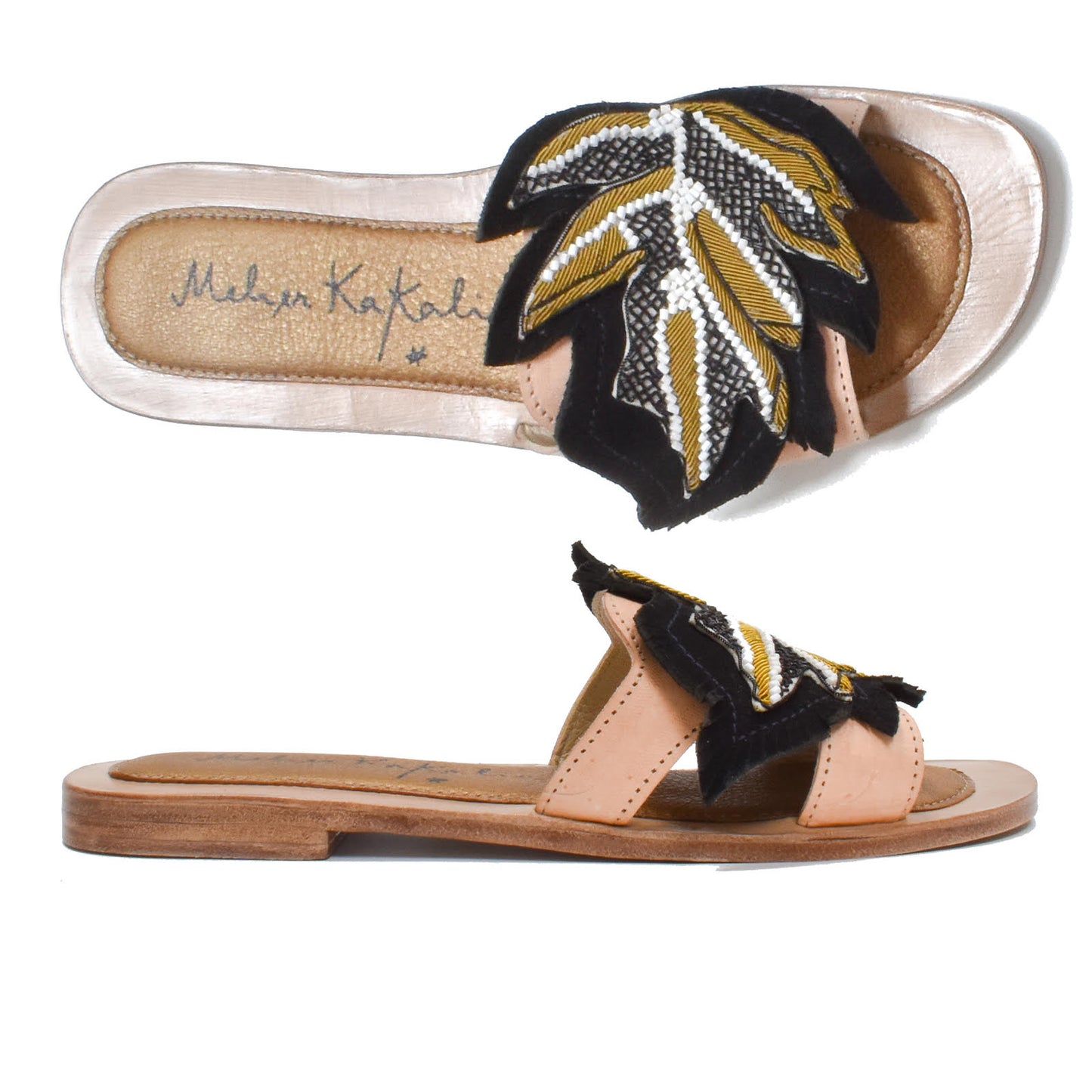 Palm Gobi Slide in natural/yellow by Meher Kakalia