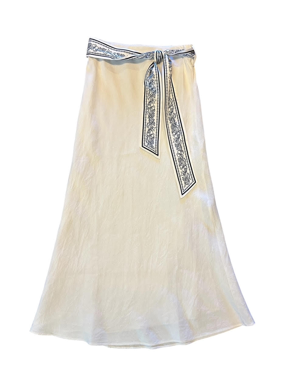 Bias Midi Skirt with Waist Scarf in white by Current Air