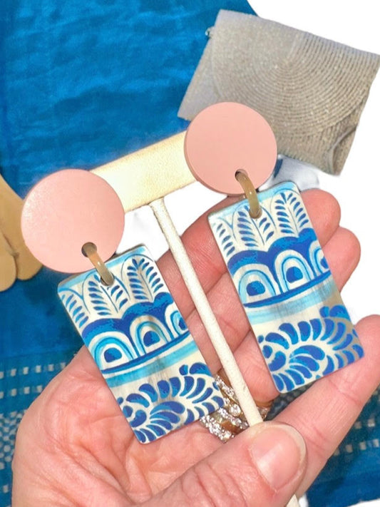Valencia Cabana Earrings in blue by Sunshine Tienda