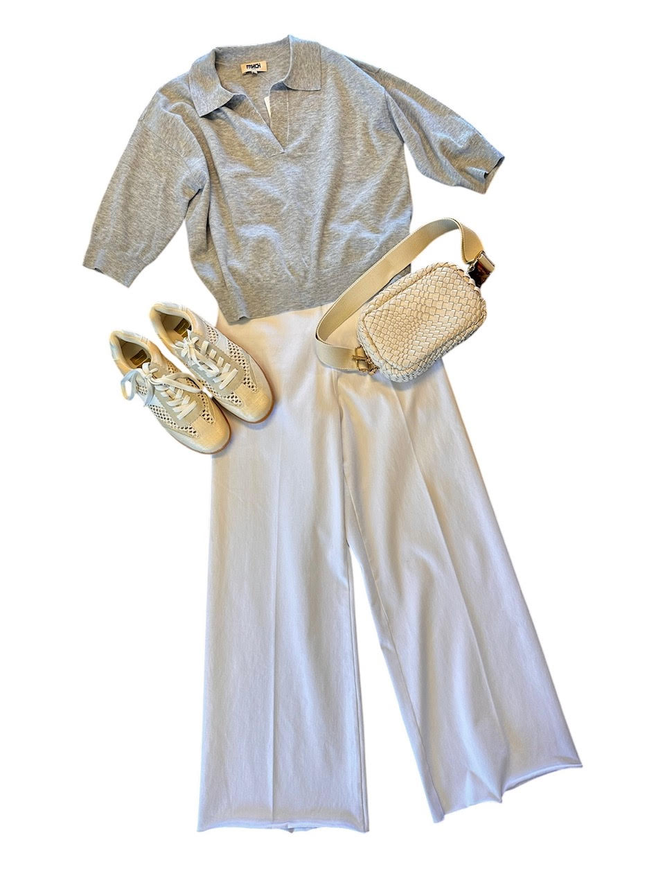 Plume Collared Sweater in gris by FRNCH