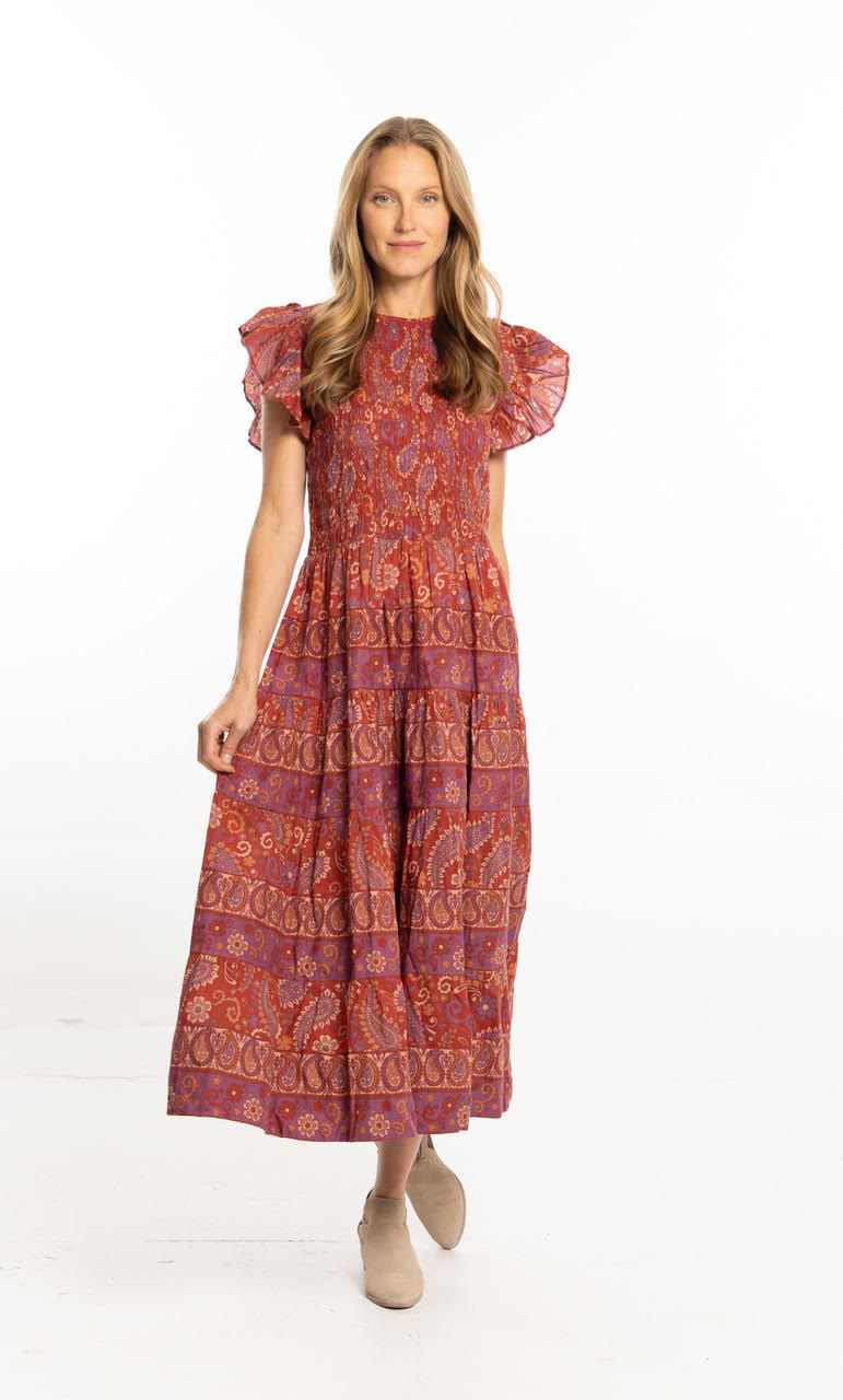 Bella Smock Top Dress in ruby red by Bindu