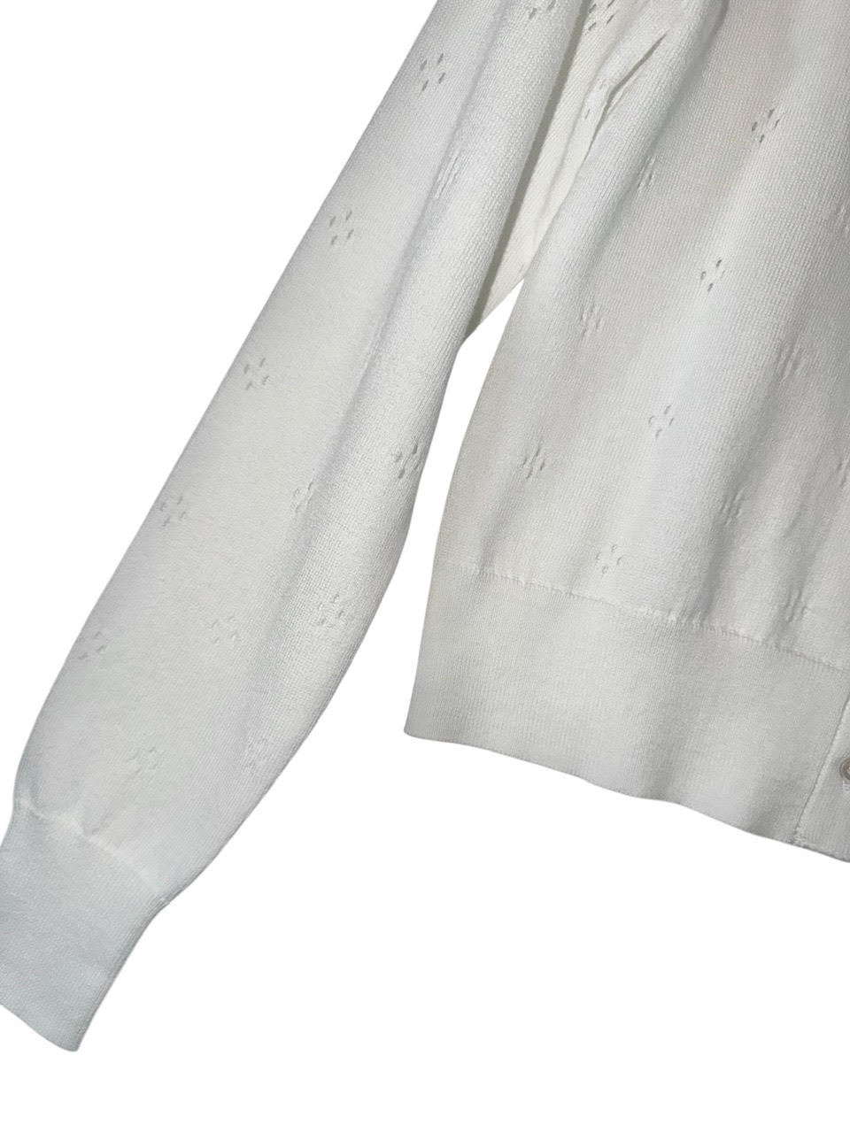 Pointelle Cardi in white by J. Society