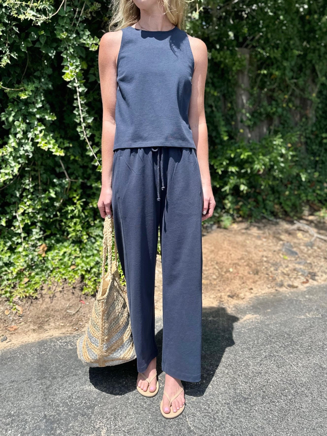Mixed Media Tank in dark navy by Lilla P
