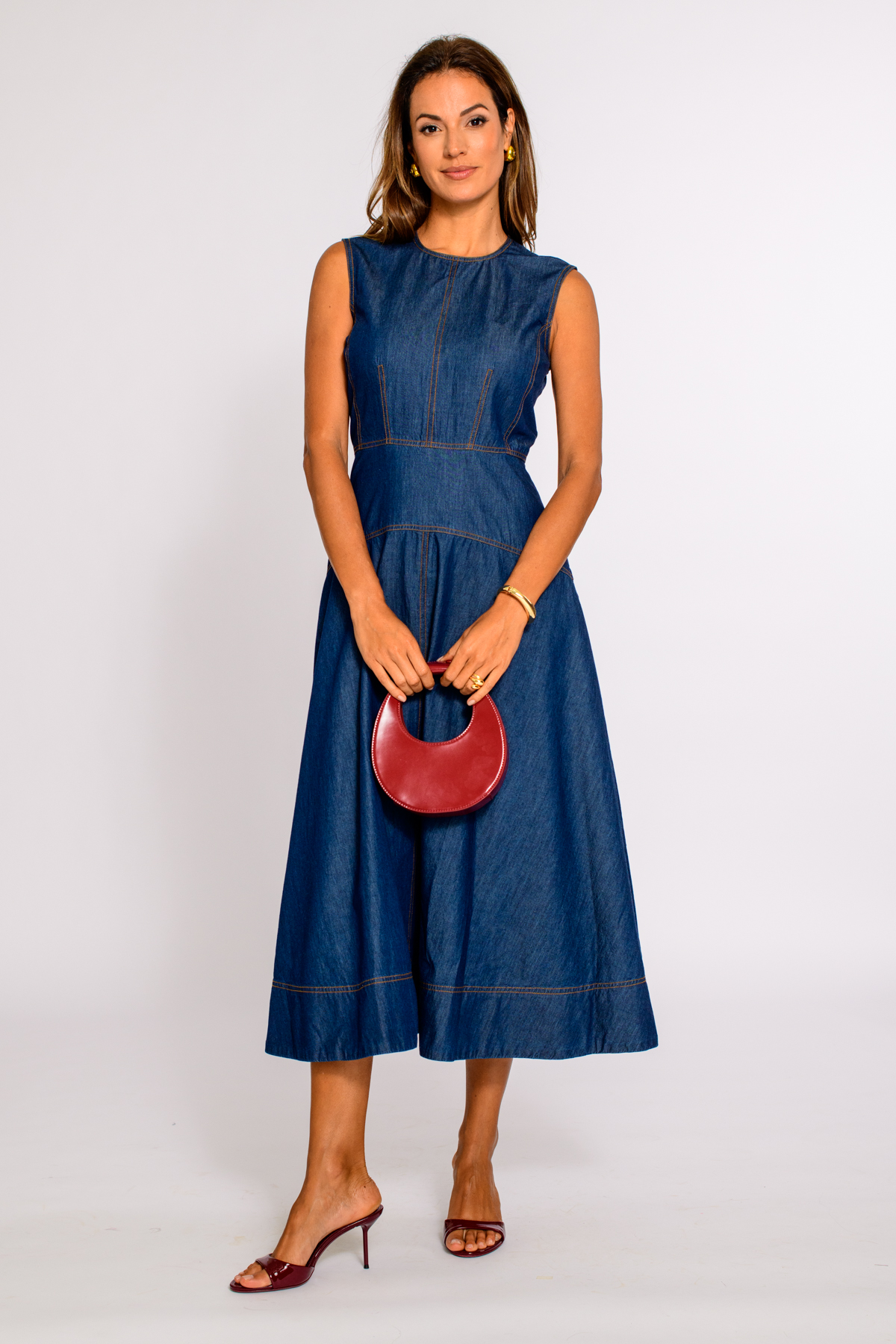 Claire Dress in solid denim by Elizabeth James