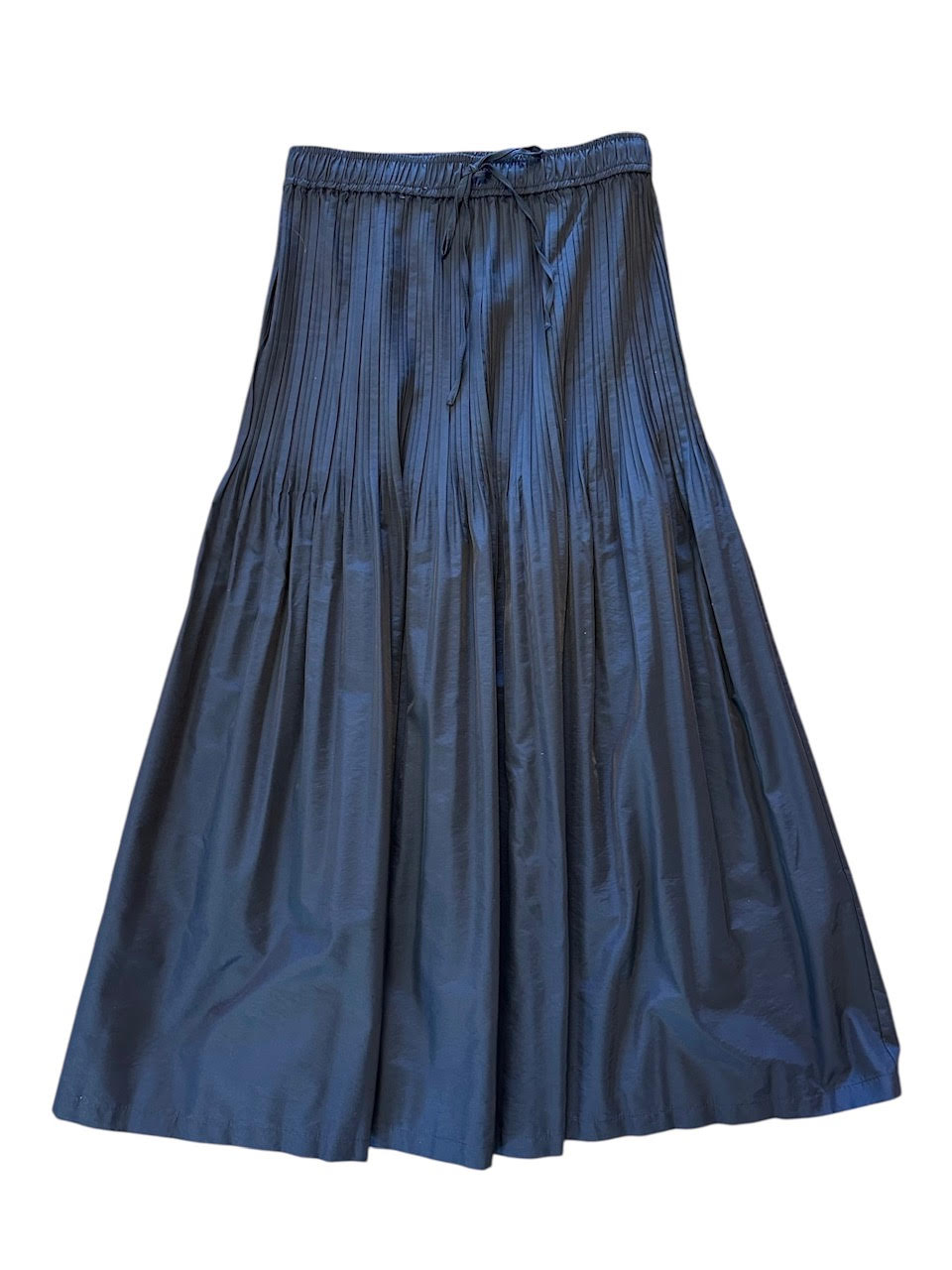 Elastic Waist Pleated Midi Skirt in navy by Current Air