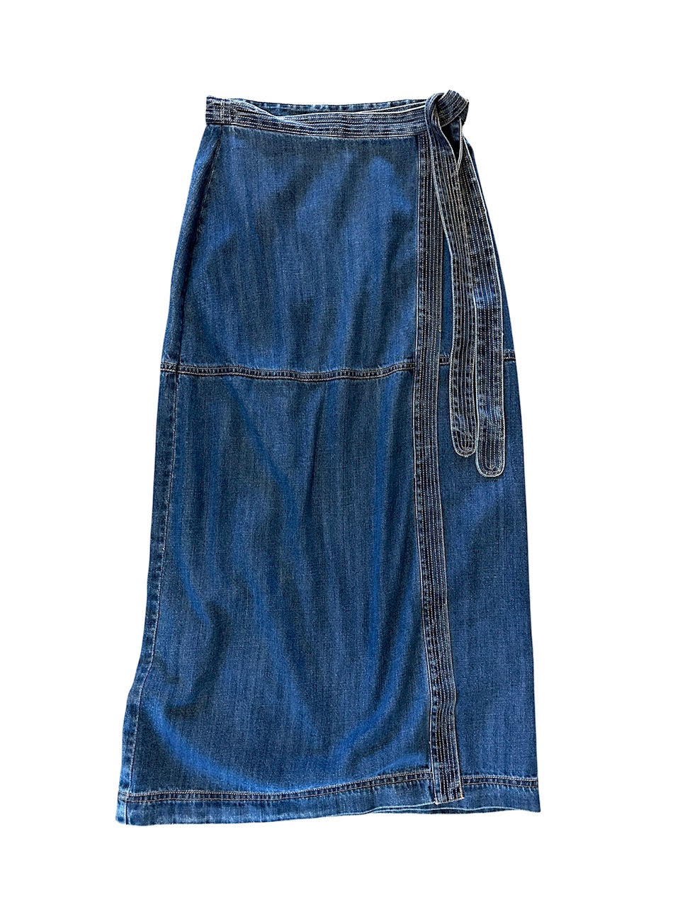 Emna Denim Wrap Skirt in stone blue by Louise Misha