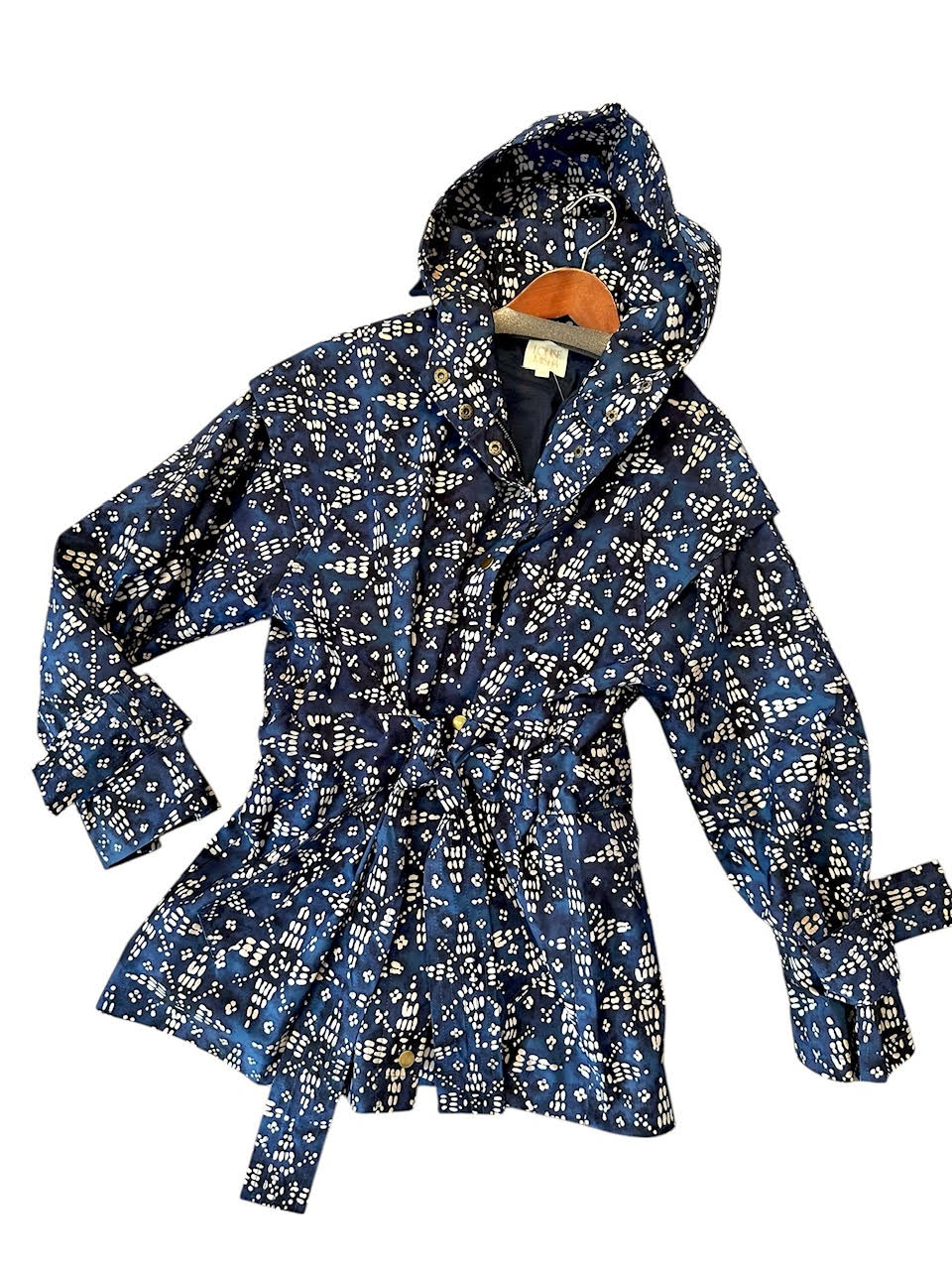 Tanyli Printed Raincoat in midnight starlit sky by Louise Misha
