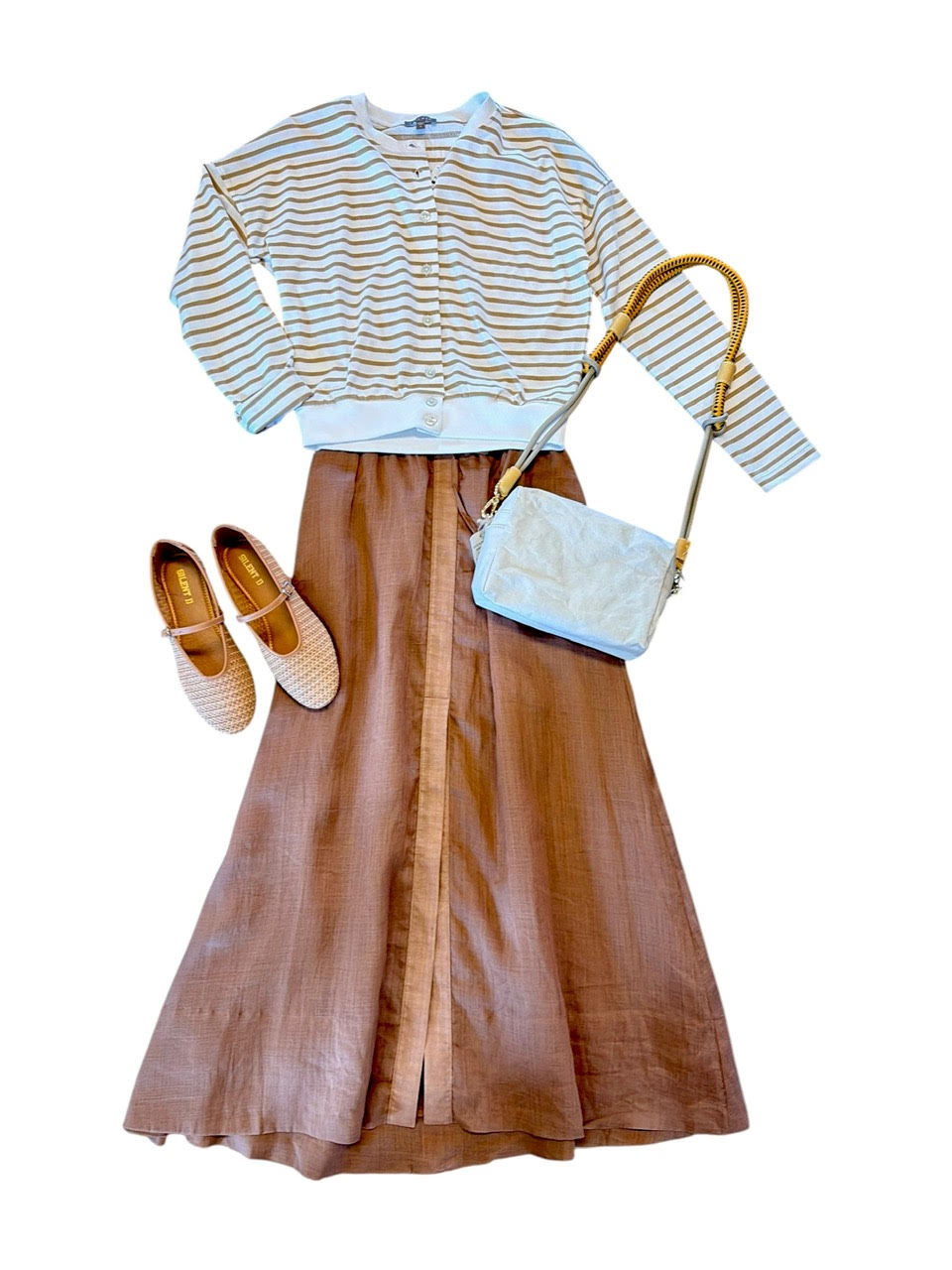 Drawstring Midi Skirt in caramel by Elan