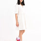 Tiered Poplin Collar Dress in white by Molly Bracken