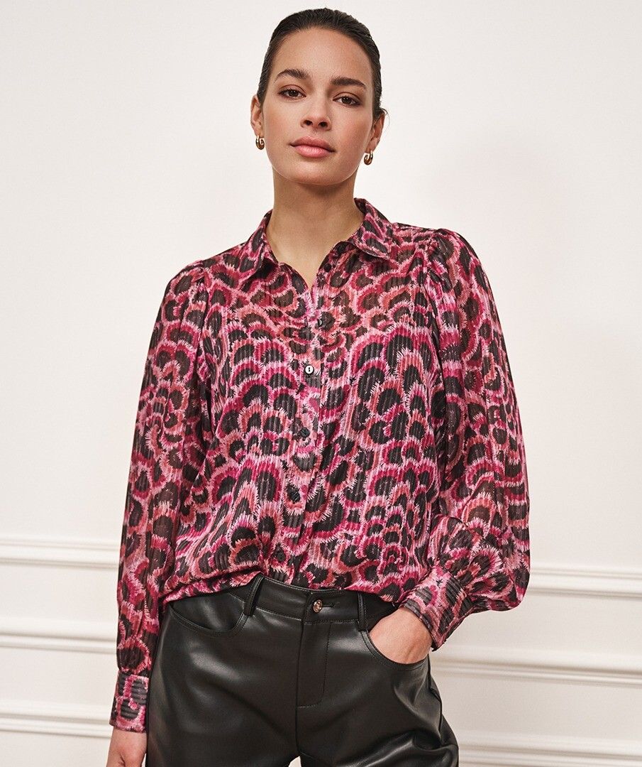 Feather Print Blouse in pink multi by Esqualo