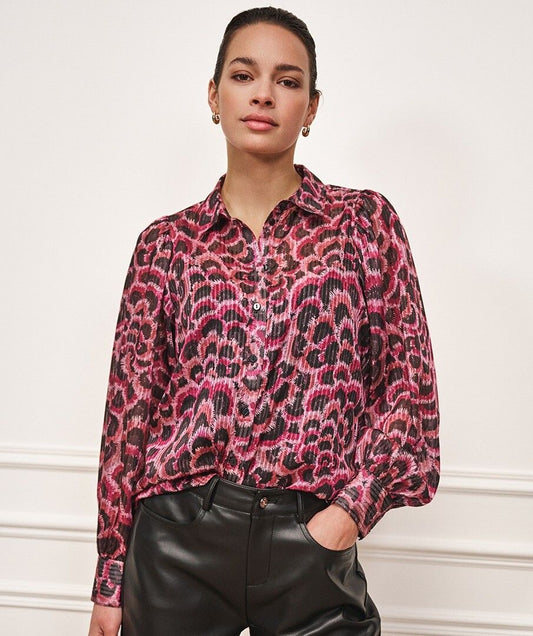 Feather Print Blouse in pink multi by Esqualo