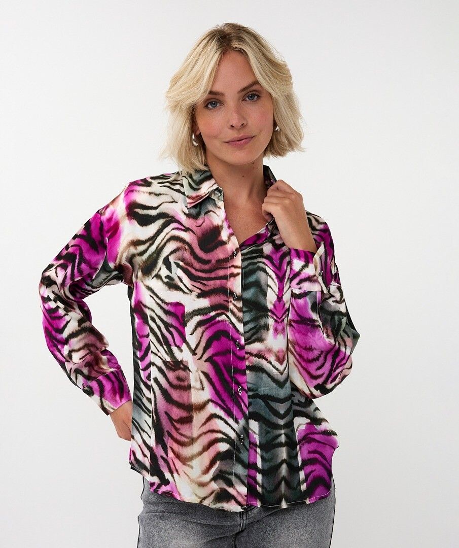 Zebra Print Blouse in pink multi by Esqualo