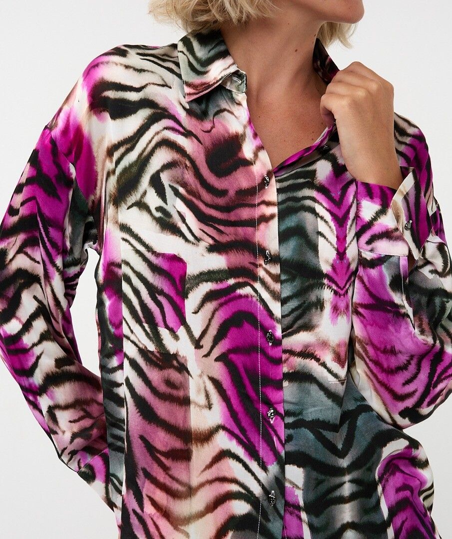 Zebra Print Blouse in pink multi by Esqualo