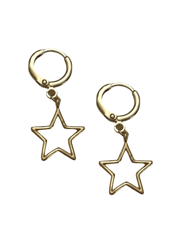 Star Huggie Earrings in gold by Farrah B