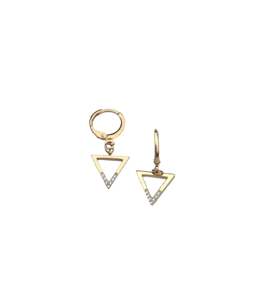 Open Triangle Huggies in gold by Farrah B