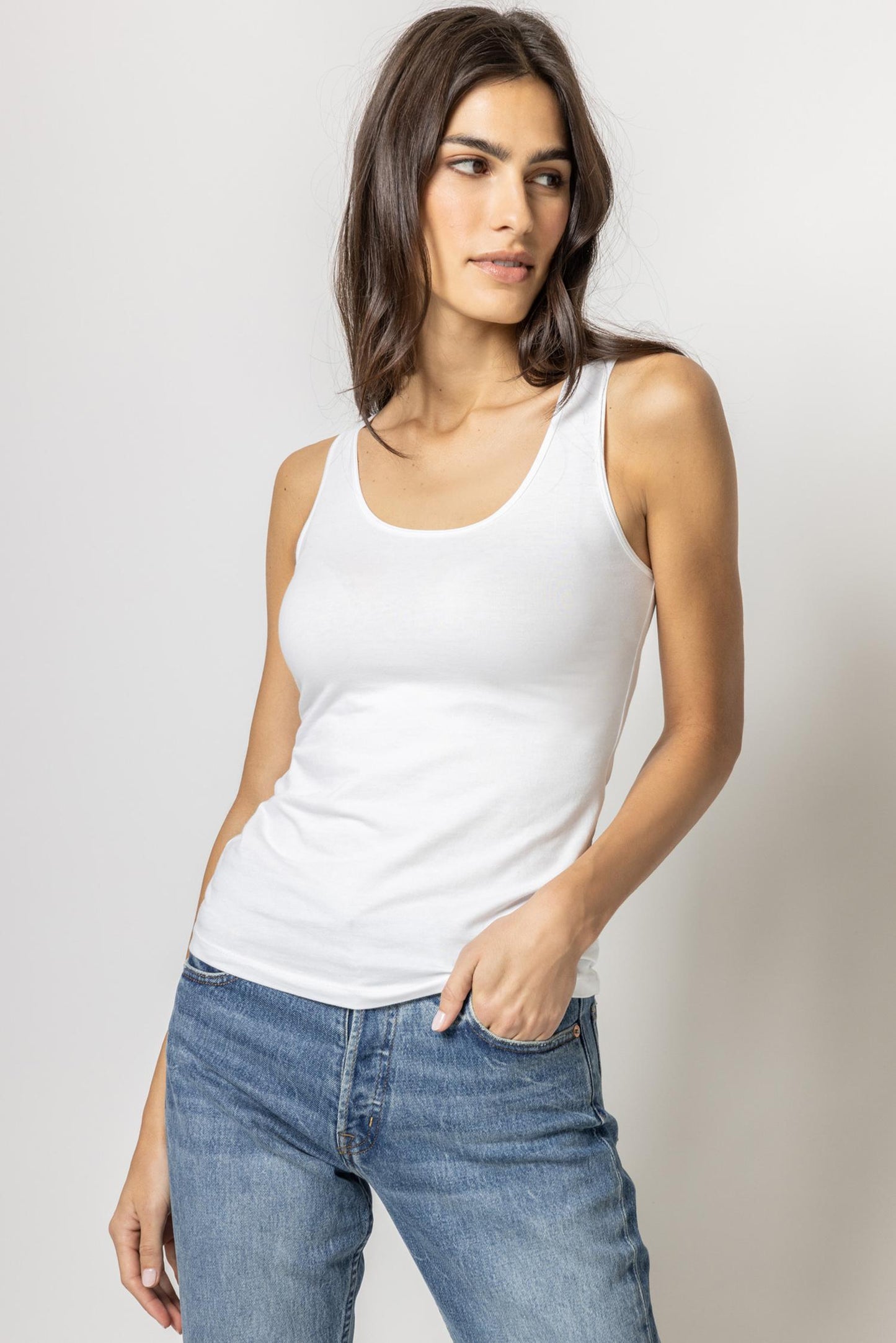 Scoop Layering Tank in white by Lilla P