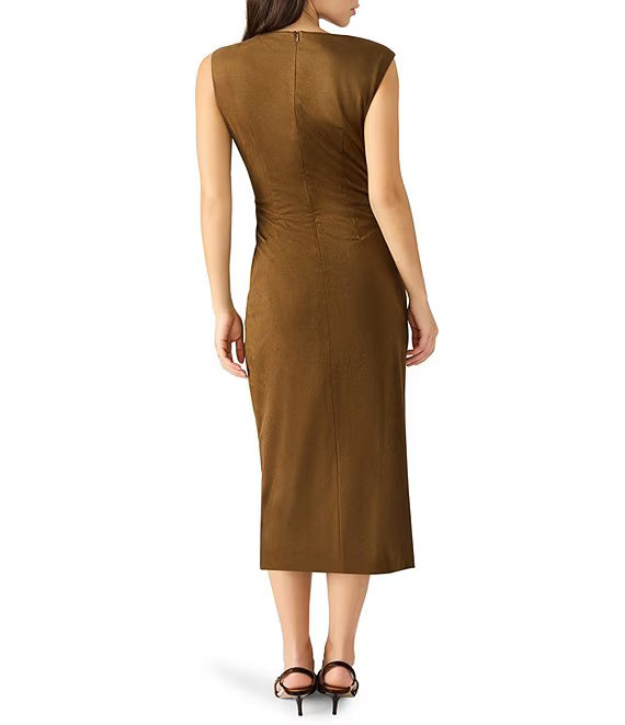 Keegan Ultra Suede Midi Dress in chestnut by Steve Madden