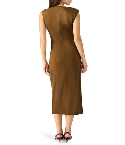 Keegan Ultra Suede Midi Dress in chestnut by Steve Madden
