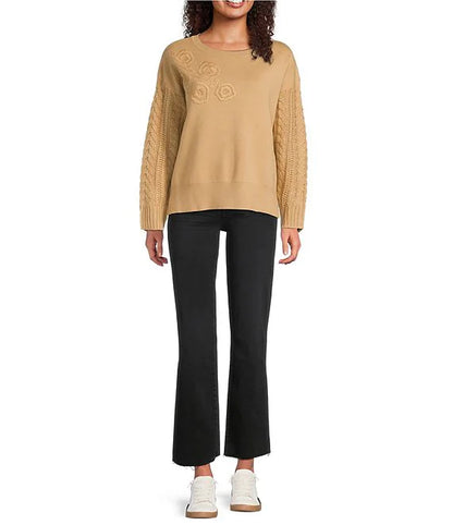 Kelsey High Rise Flare with Raw Hem in black by KUT