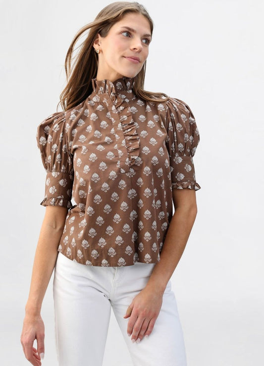 Westport Top in brown leaf by NavyBleu