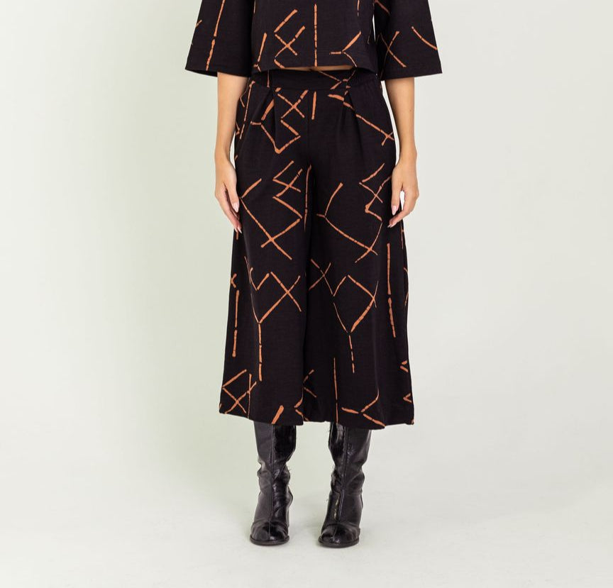 Atlas Wide Leg Pant in black stix by Bel Kazan