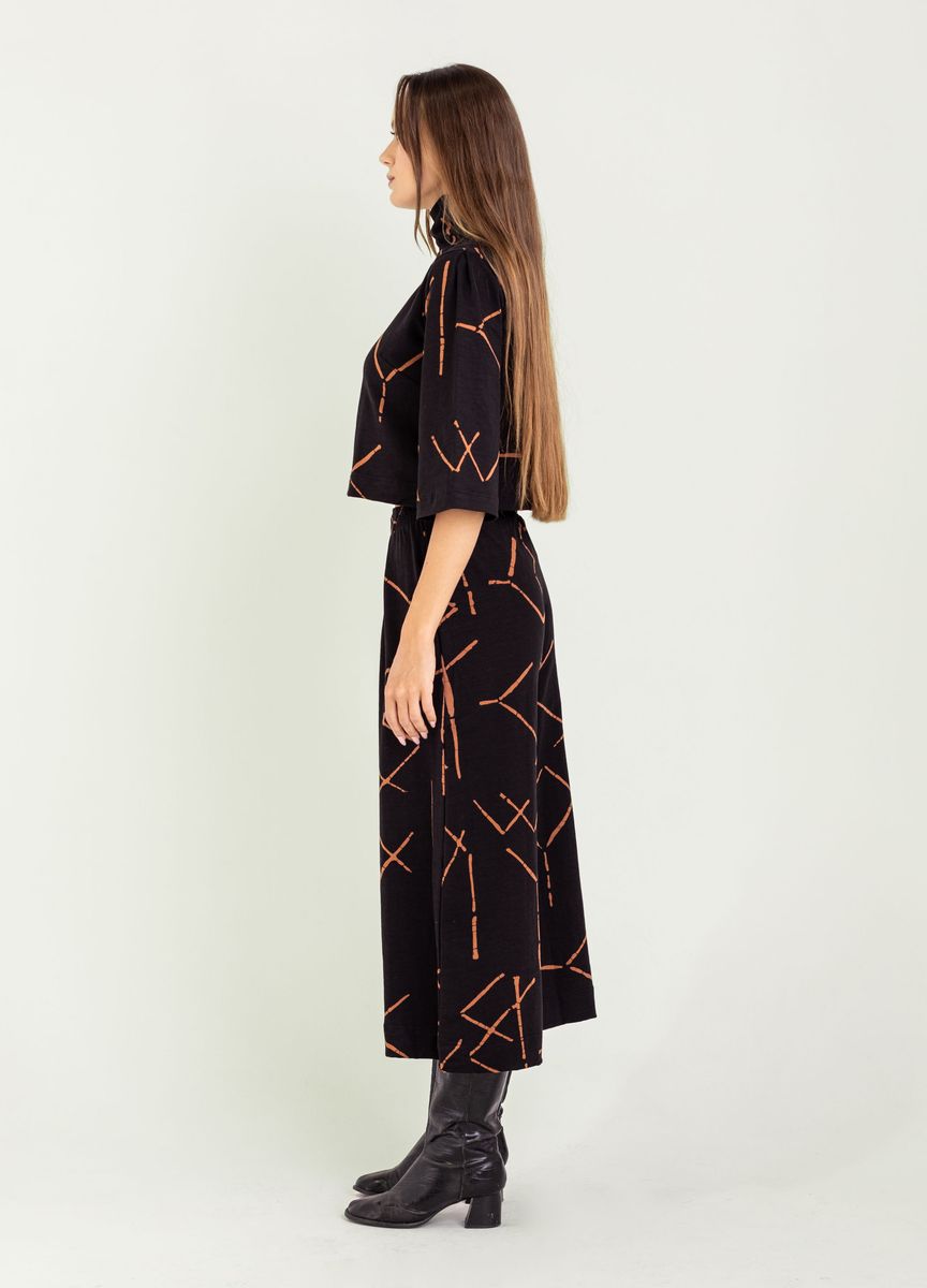 Atlas Wide Leg Pant in black stix by Bel Kazan