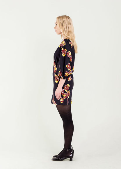 Adley Dress in black aralia by Bel Kazan