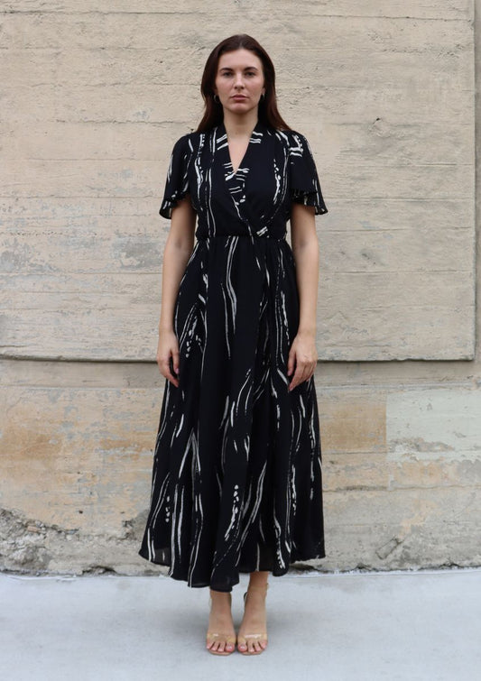 La Vie En Rose Dress in black sumi by Bel Kazan