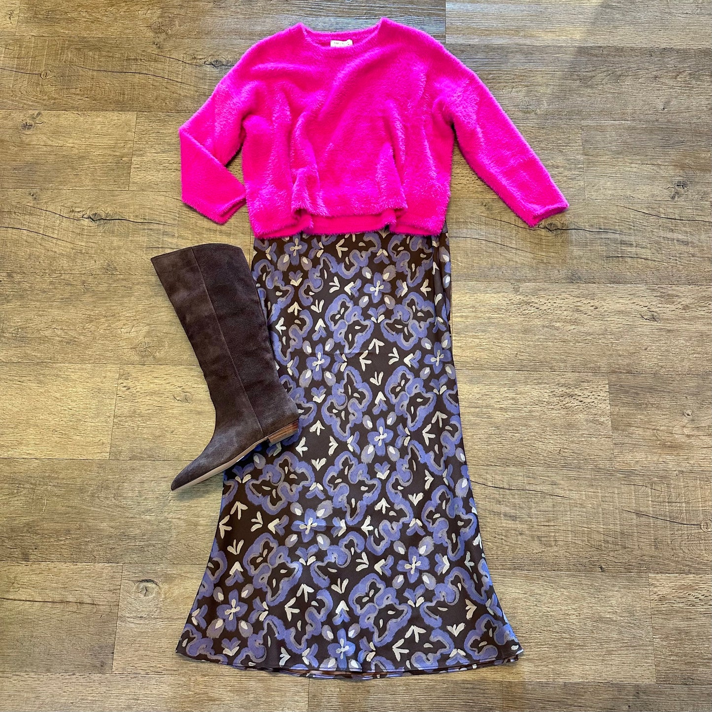 Printed Midi Skirt in Brown by See u Soon