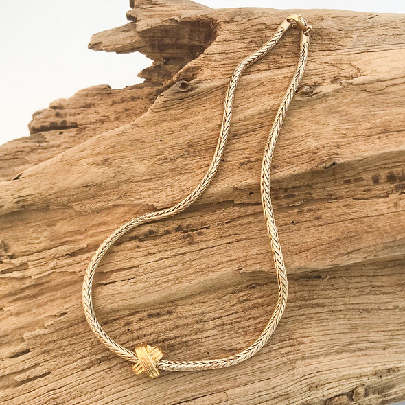 X Crossover Bead on Python 16" Chain in gold by Virtue