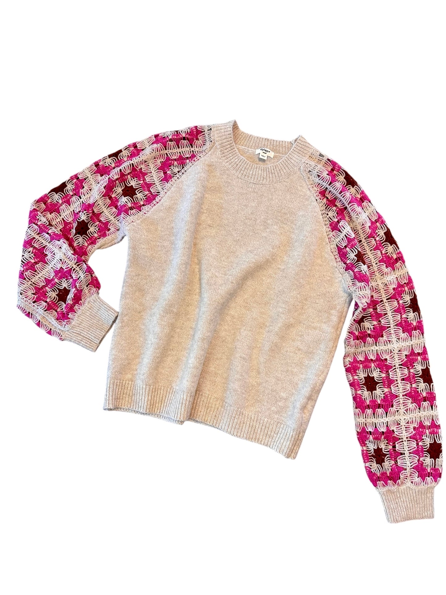 Amelia Crochet Sweater in oatmeal by Dylan
