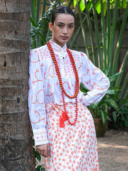 Juniper Berry Embroidered Top in white/dandelion by Nimo