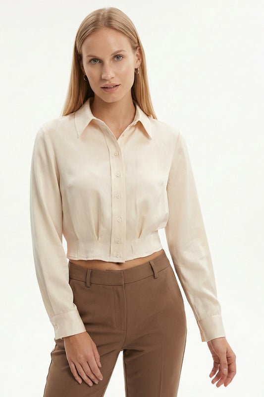 Paisley Solid Shirt in ecru by Exquise
