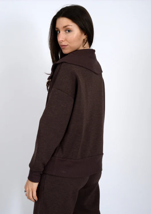 Sean Soft Knit Half Zip Pullover in umber mélange by RD
