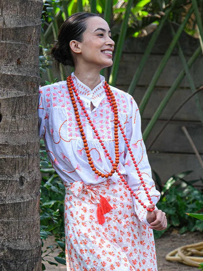 Juniper Berry Embroidered Top in white/dandelion by Nimo