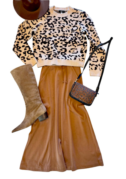 Drawcord Paneled Skirt in toffee by Lilla P