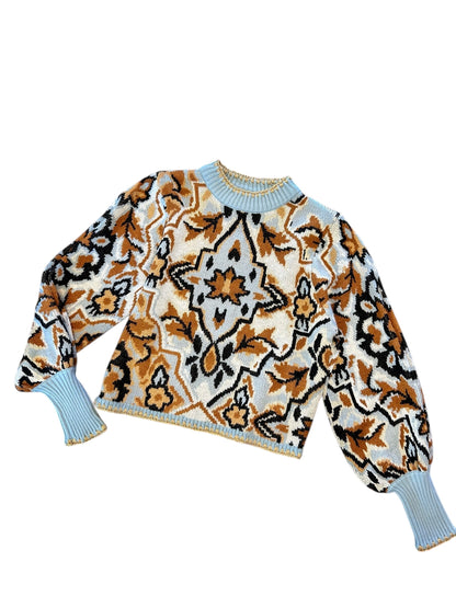 Winter Tapestry Sweater in blue by Farm Rio
