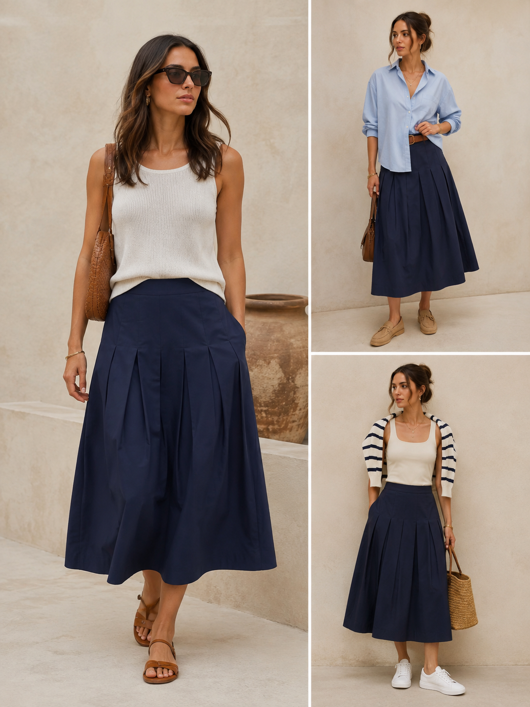 Marlowe Midi Skirt in dark navy by White Stuff