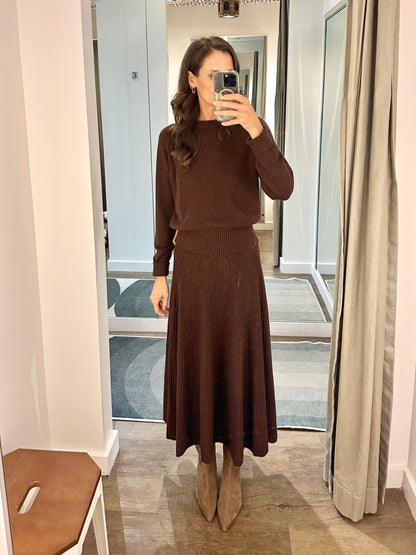 Flared Knit Skirt in java by Lilla P