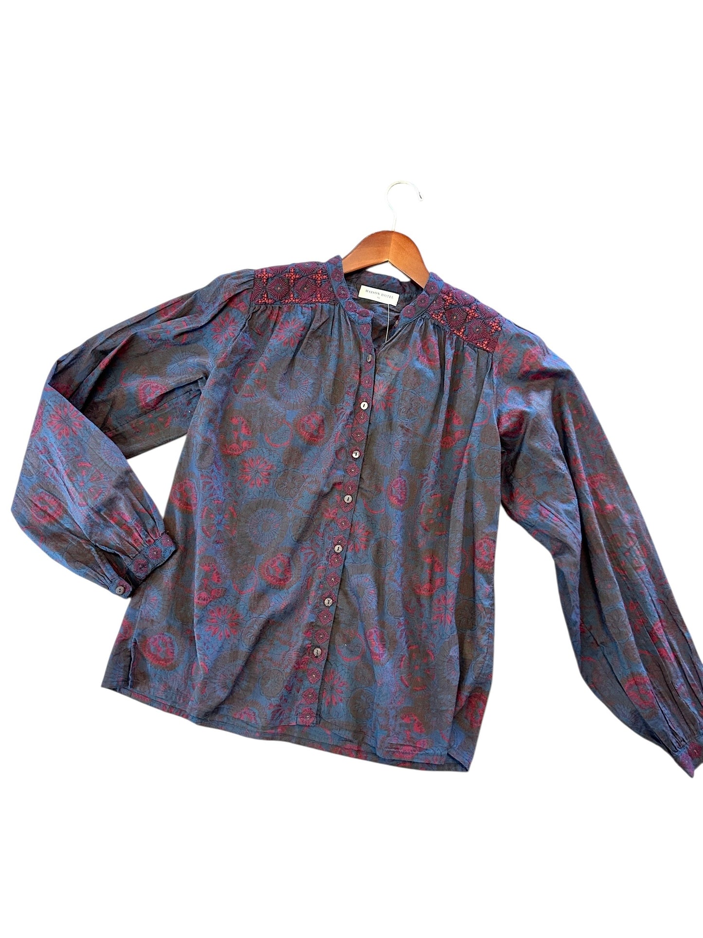 Charlotte Blouse in medusa deep blue by Maison Hotel