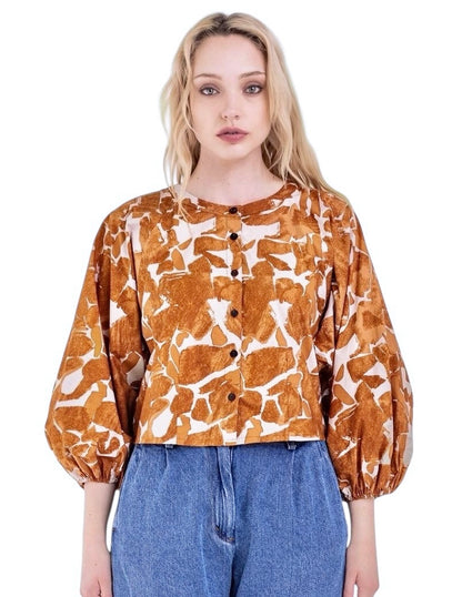 Colby Santa Fe Long Sleeve Top in mustard by Bel Kazan