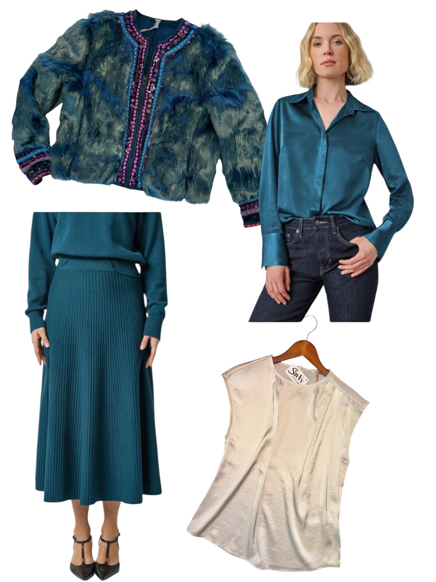 Flared Knit Skirt in deep sea by Lilla P